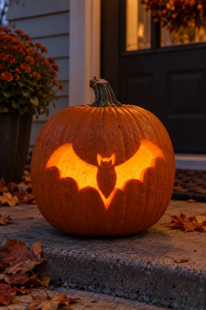 bat pumpkin carving ideas1. Classic Flying Bat Silhouette