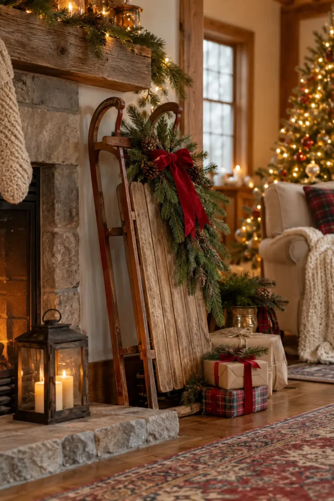 10. Vintage Sled by the Wall