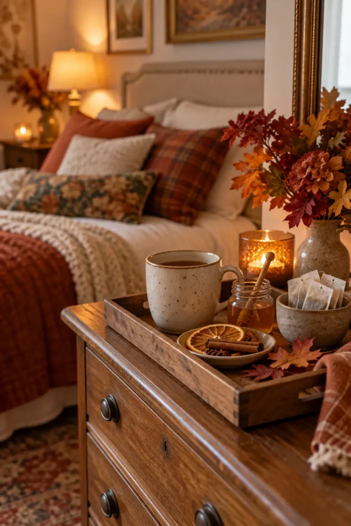 30. Set Up a Cozy Tea Tray on the Dresser