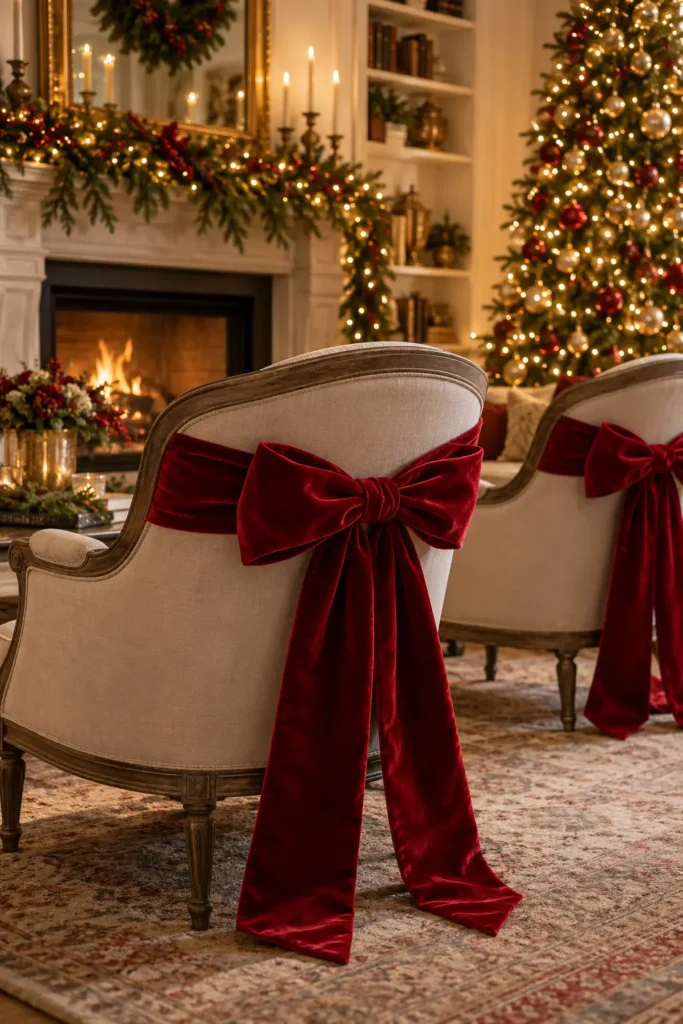 25. Velvet Ribbon Bows on Chairs