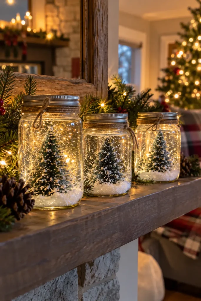 23. Mason Jar Snow Globes