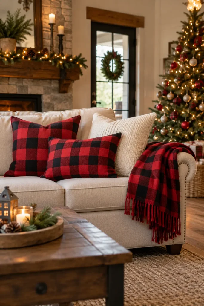 8. Buffalo Check Pillows and Throws