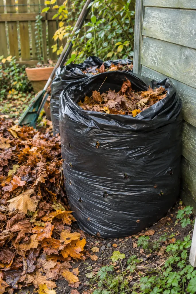 9. Composting Leaves in Trash Bags