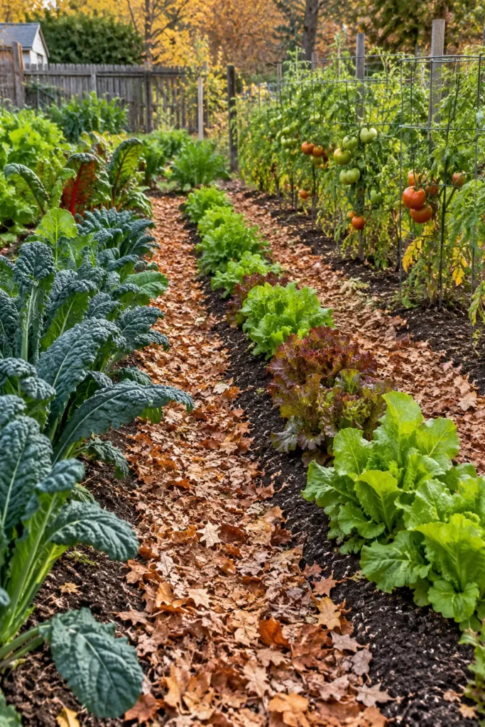 2. Shredded Leaf Mulch for Vegetable Rows