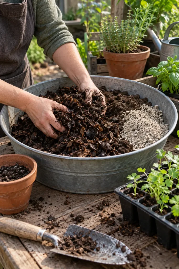 20. Homemade Potting Mix With Leaf Mold