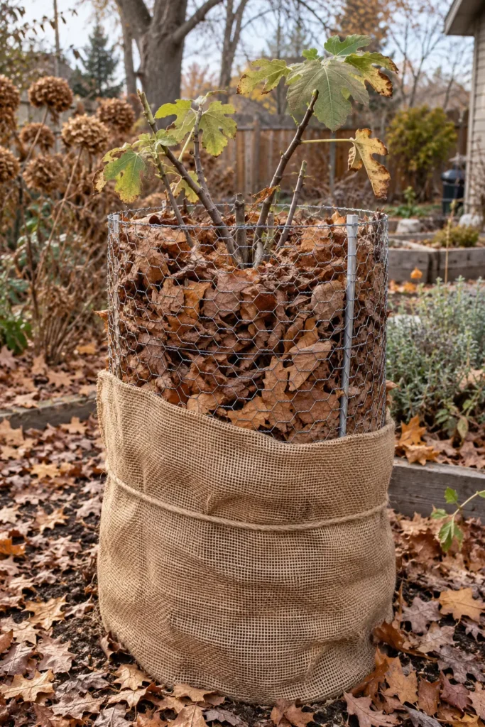 16. Leaf-Filled Cage for Tender Plants