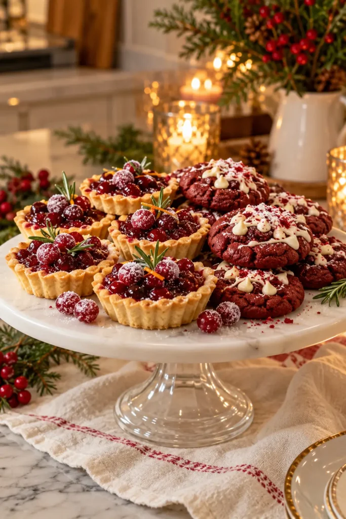 10. Burgundy Cake Stand Dessert Display