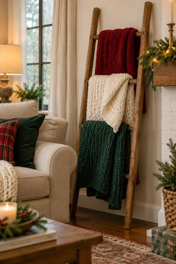 2. Chunky Knit Blanket Ladder