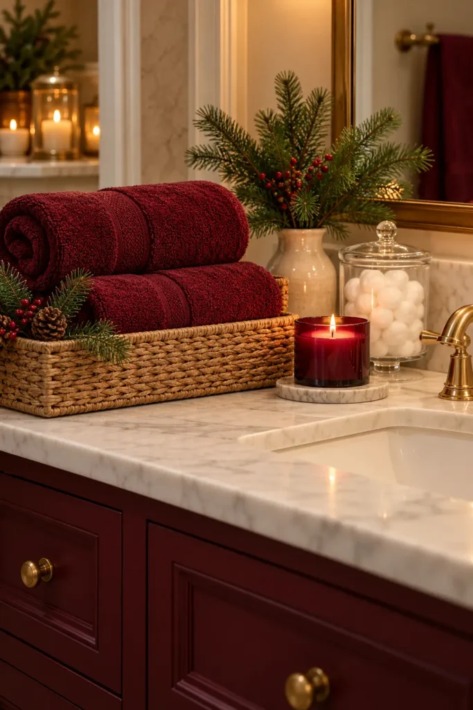 18. Burgundy Bathroom Spa Corner