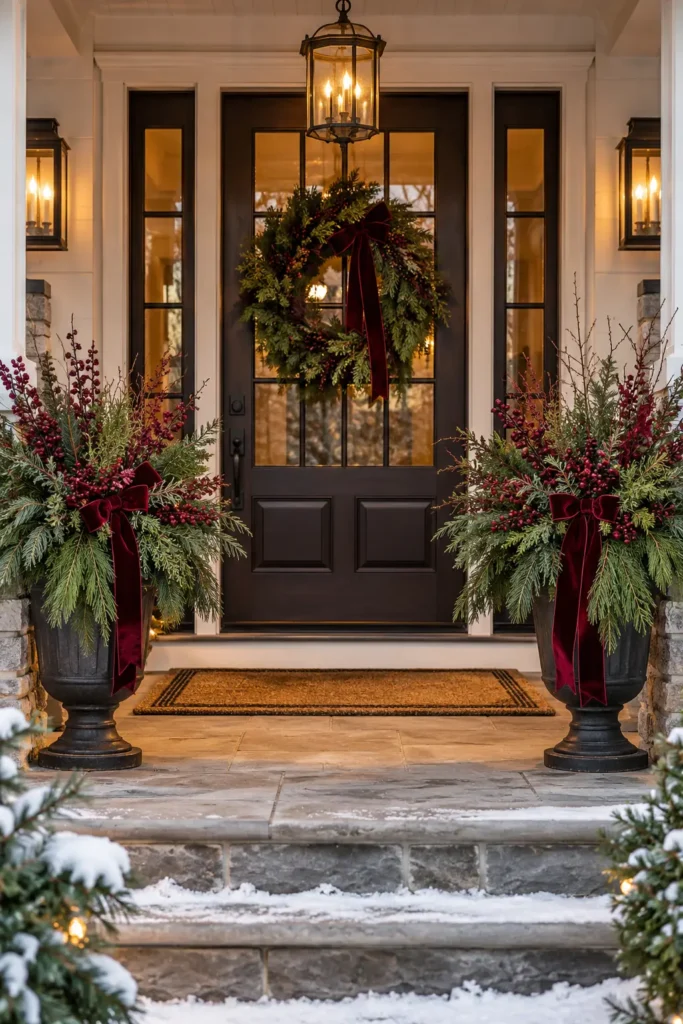 13. Burgundy Porch Planters