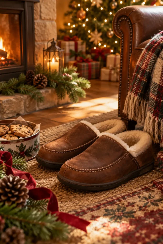 10. Warm Leather Slippers