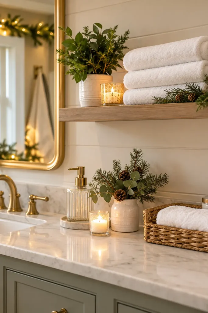 21. Bathroom Shelf and Fresh Towels