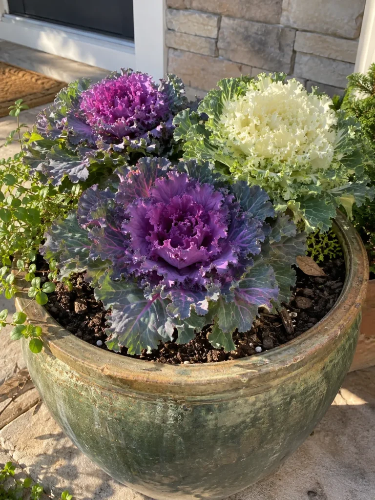 2. Ornamental Kale Centerpiece Pot Fall Container Garden Ideas