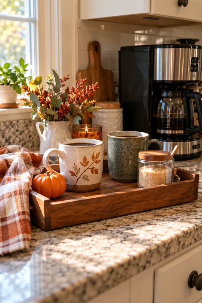 1. The Simple Tray Coffee Bar on Your Counter Fall Coffee Bar Ideas