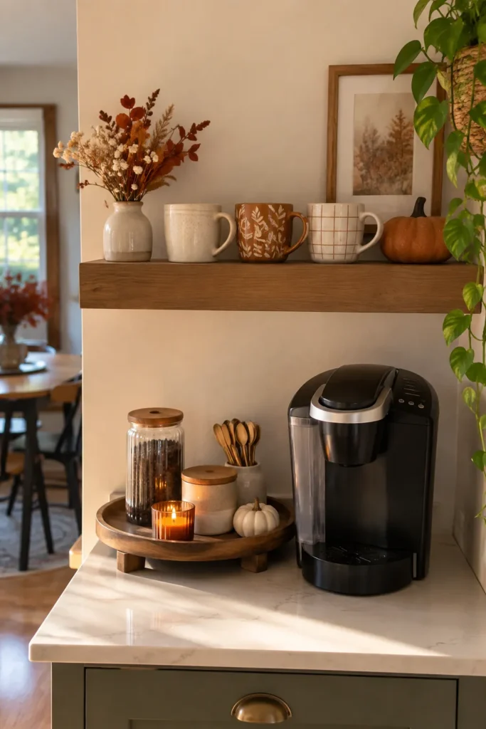 3. A Floating Shelf Coffee Corner