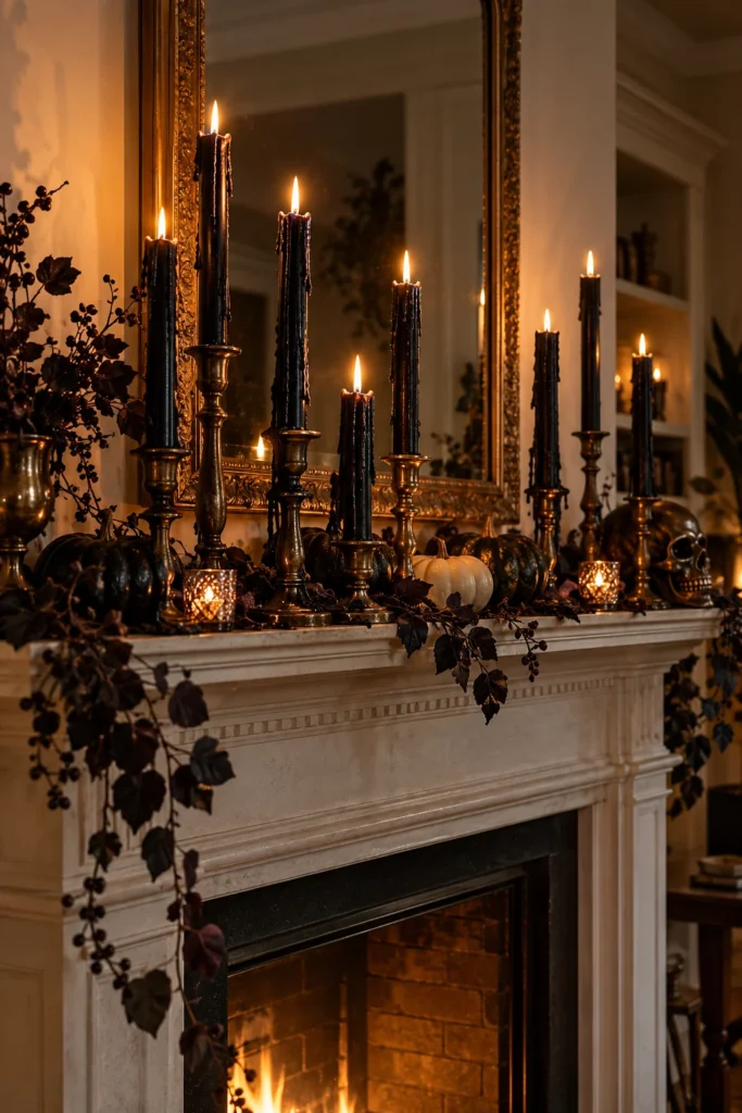 1. Black Candle Cluster with Dripping Wax