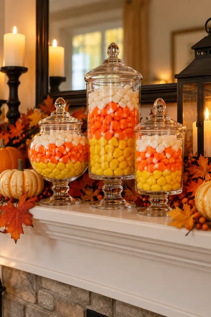 9. Candy Corn Glass Jars