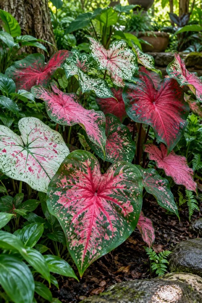25. Caladium Leaves That Look Painted