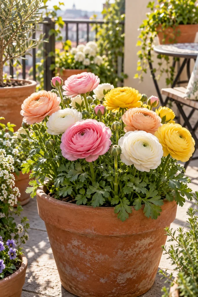 7. Ranunculus Rosettes in a Terracotta Pot