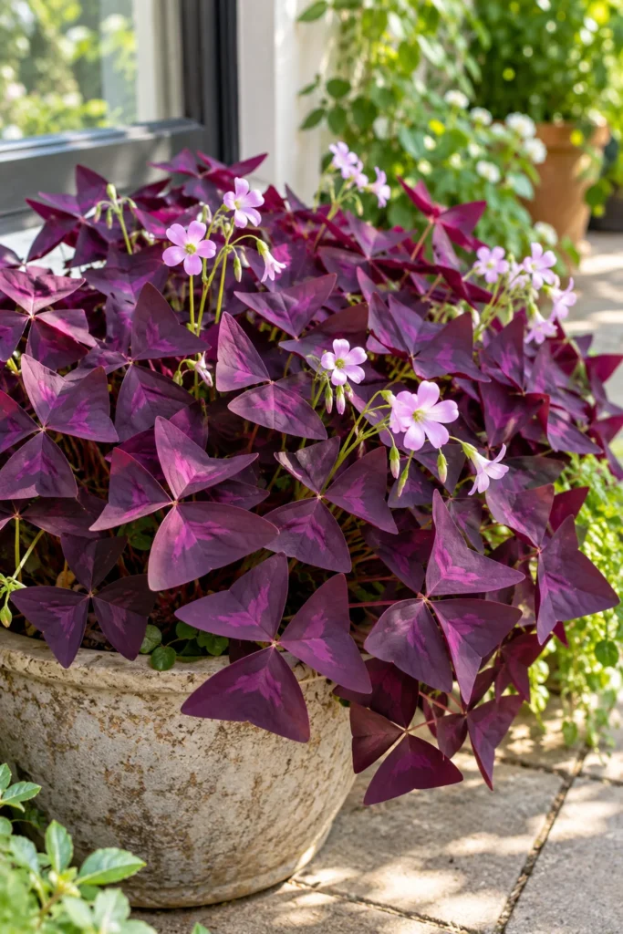 6. Purple Shamrock Oxalis for a Cheerful Carpet