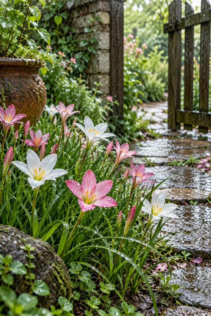 4. Rain Lilies That Pop After the First Shower