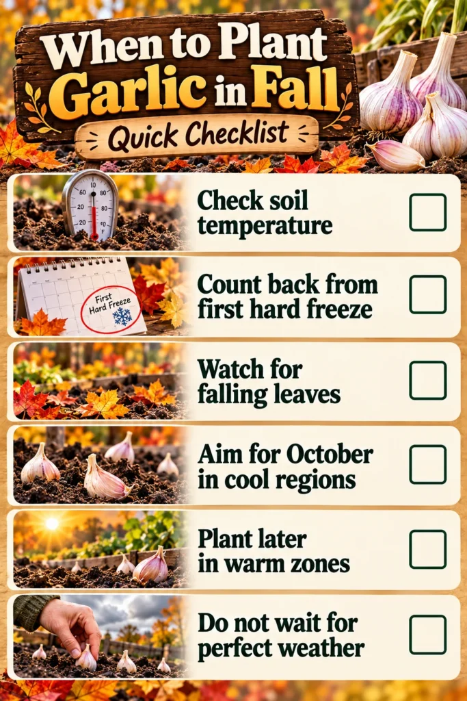 When to plant garlic in fall checklist