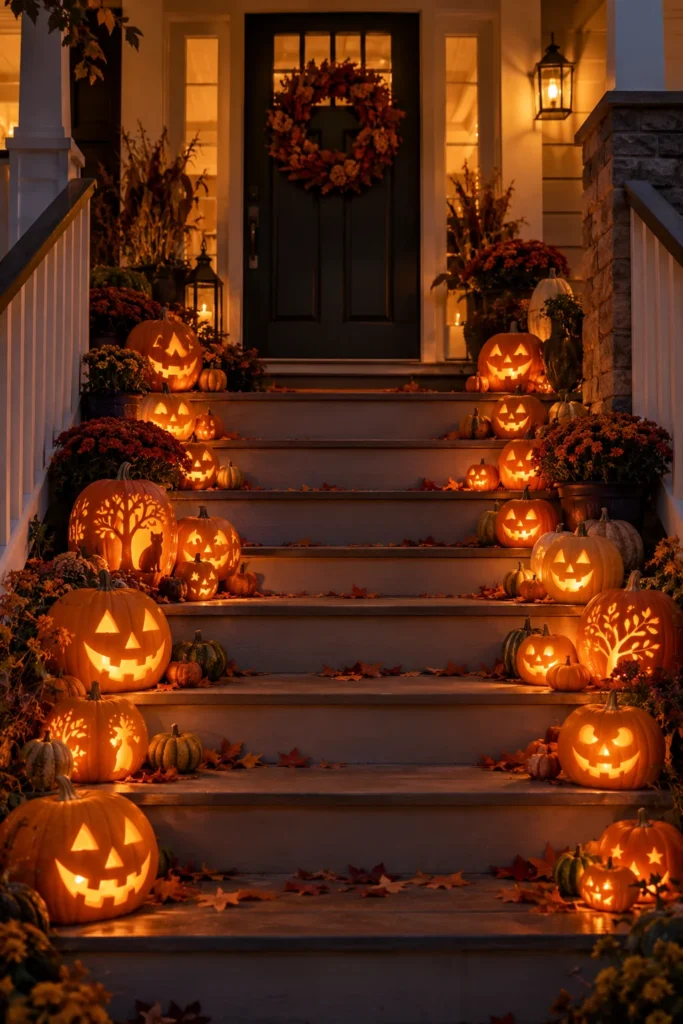 20. Put Glowing Pumpkins on Every Step