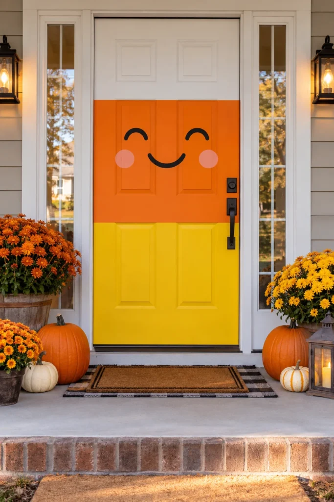 16. Create a Candy Corn Door Wrap