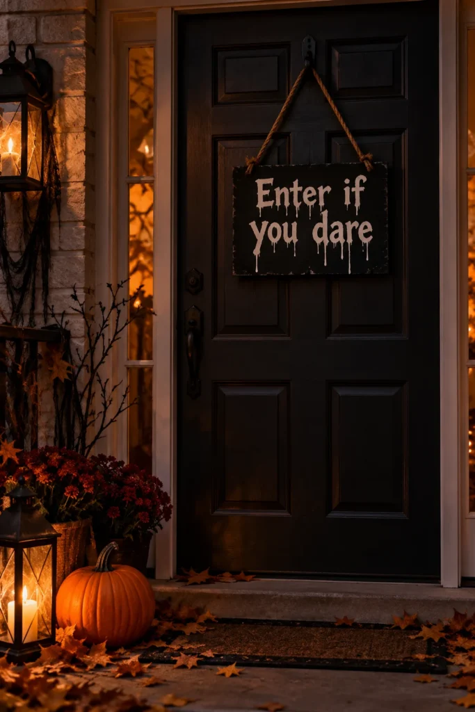 12. Make a Spooky Door Sign From Wood or Cardboard