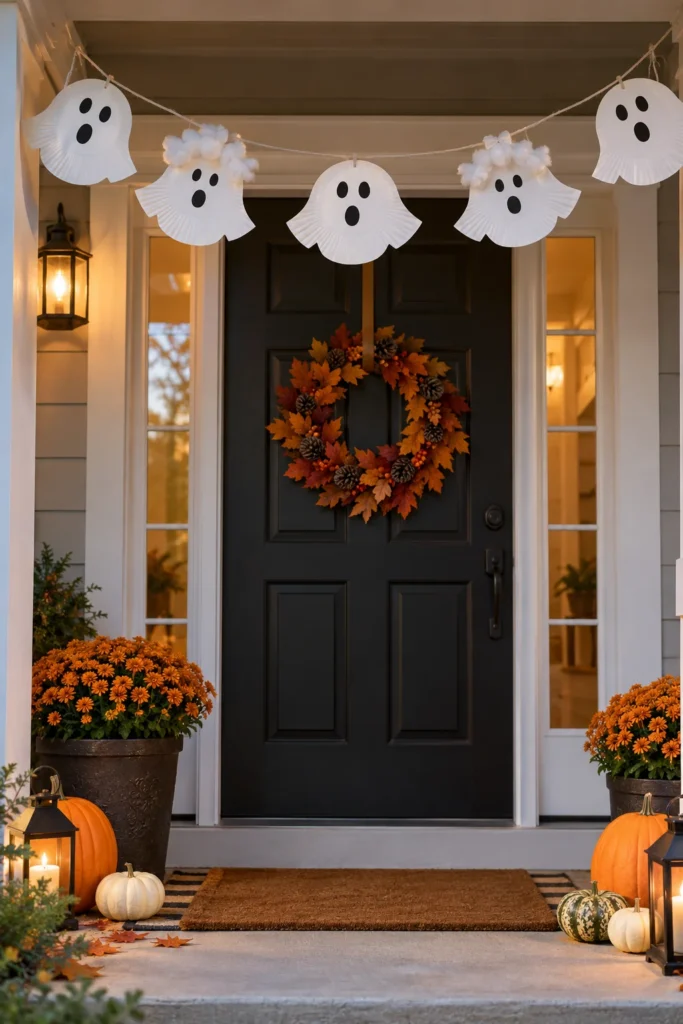 8. Make a Paper Plate Ghost Garland