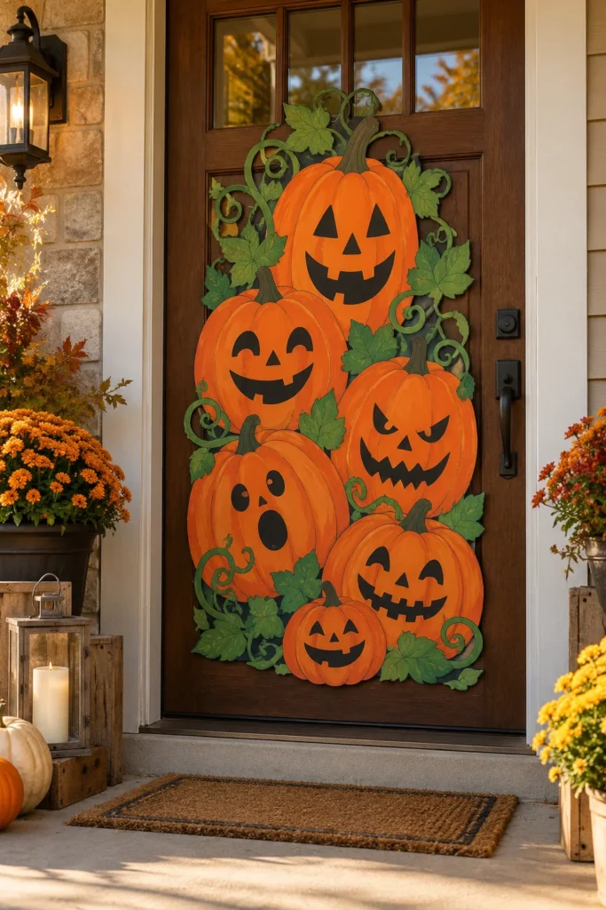 7. Paint a Pumpkin Patch on Cardboard