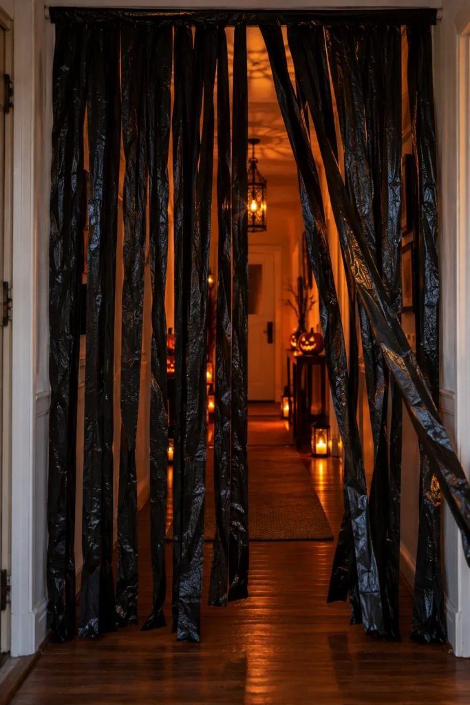 6. Black Trash Bag Curtains