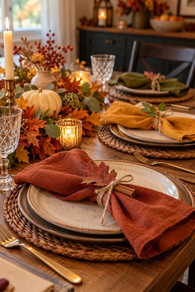 15. Use Cloth Napkins in Warm Colors