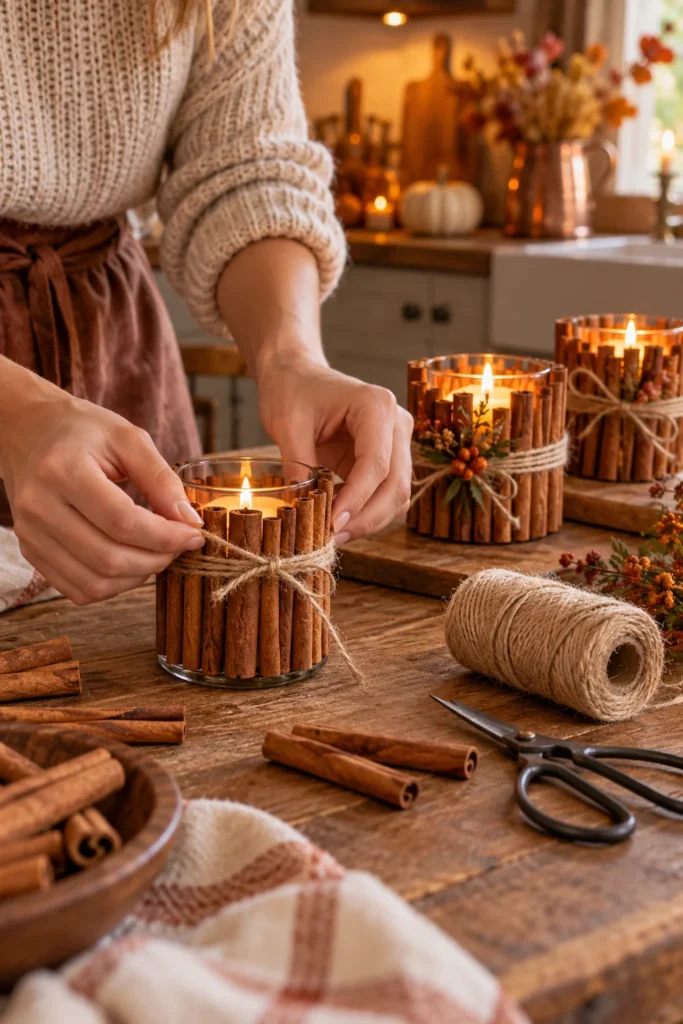 21. Wrap a Candle Jar with Cinnamon Sticks