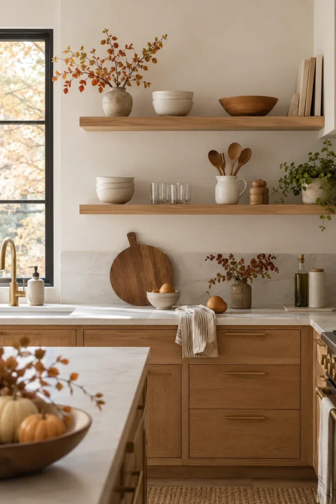 9. Style Open Shelves with Space to Breathe