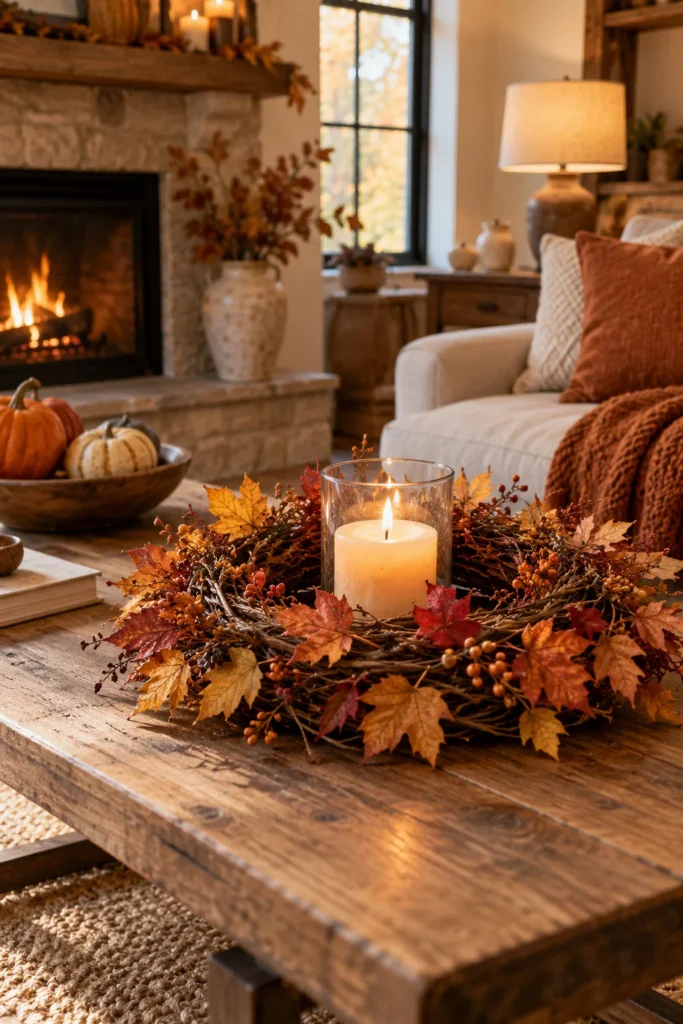 21. Craft a Simple Leaf Wreath or Branch Display