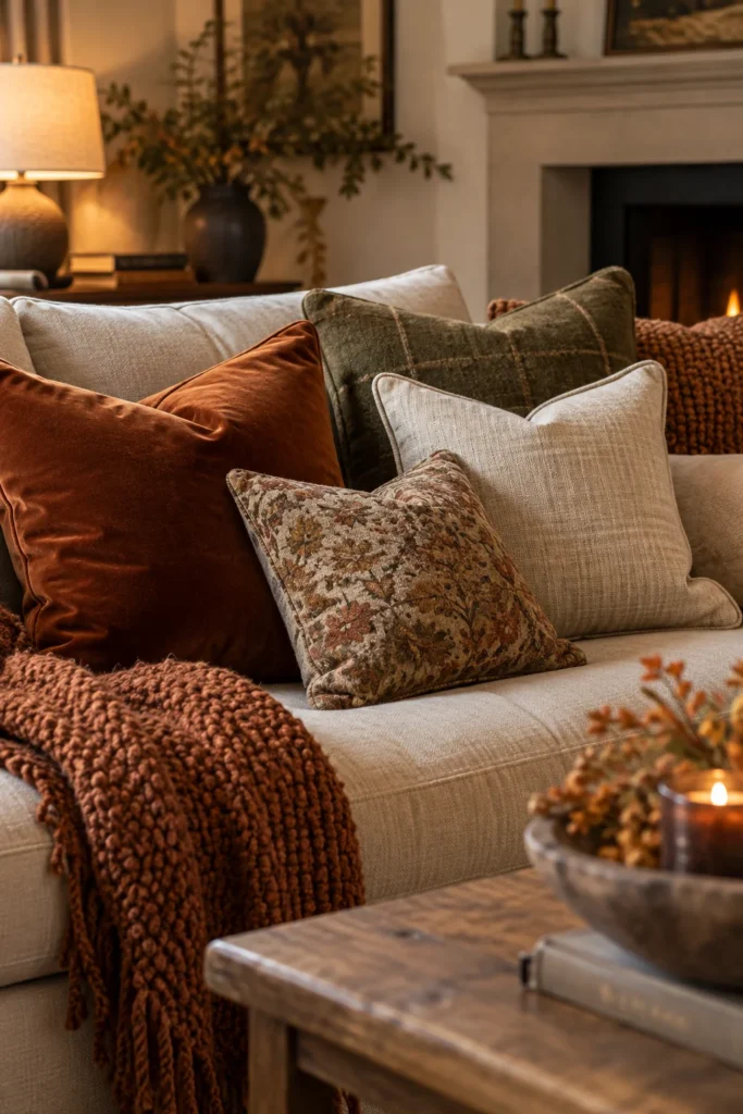 8. Mix Pillow Textures for a Rich Look