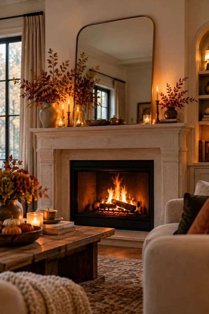 14. Lean a Big Mirror or Art Piece on the Mantel