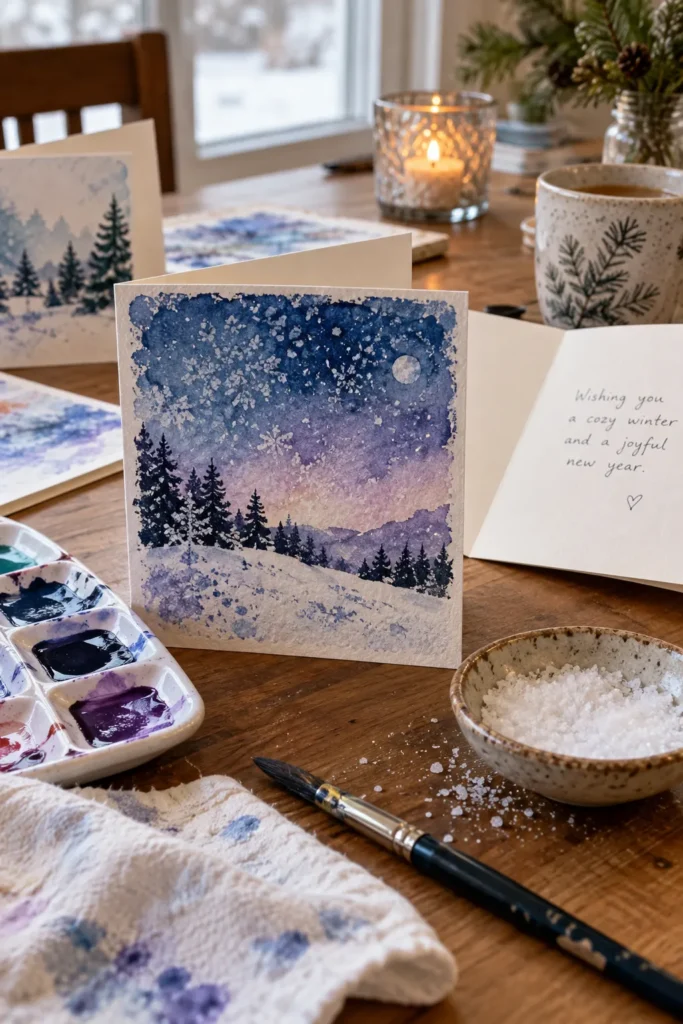 21. Watercolor Snow Greeting Cards