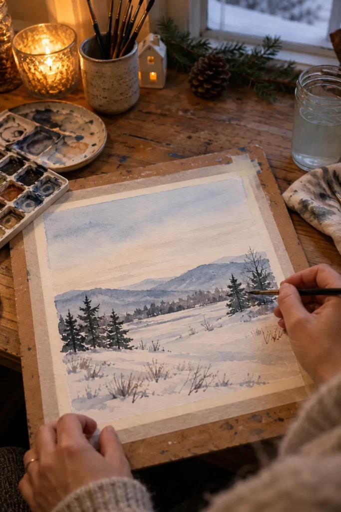25. Watercolor Winter Landscape