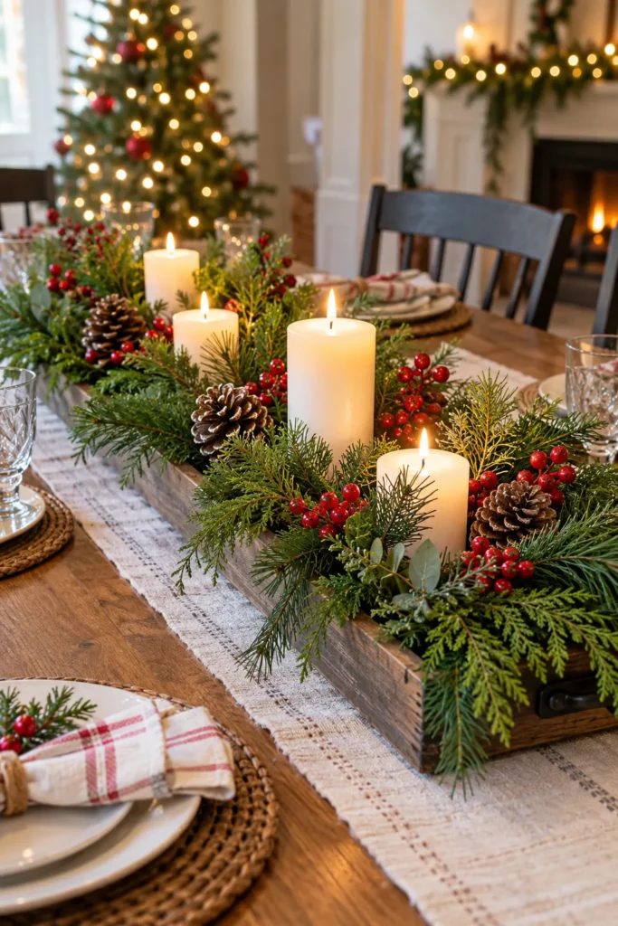 17. Evergreen Table Centerpiece