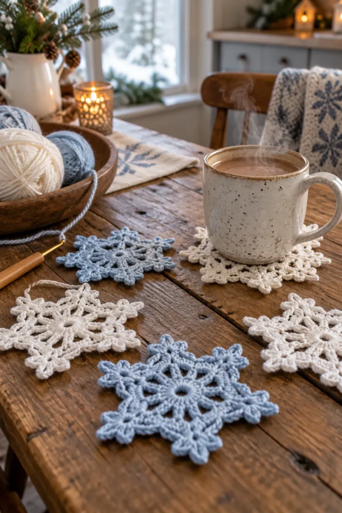 2. Crochet Snowflake Coasters