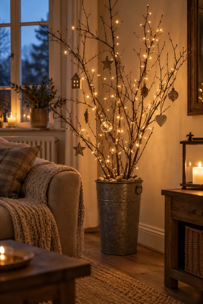 10. Twig and Fairy Light Display