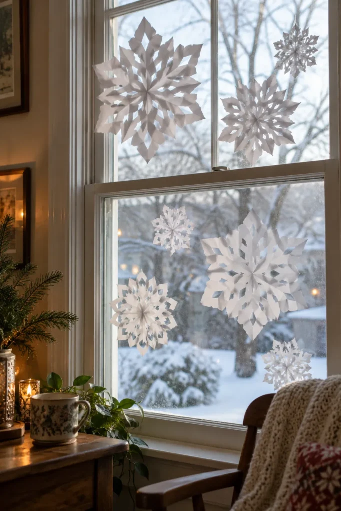 8. Paper Snowflake Window Display