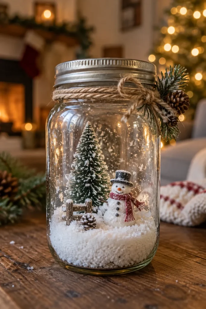 7. Mason Jar Snow Globe