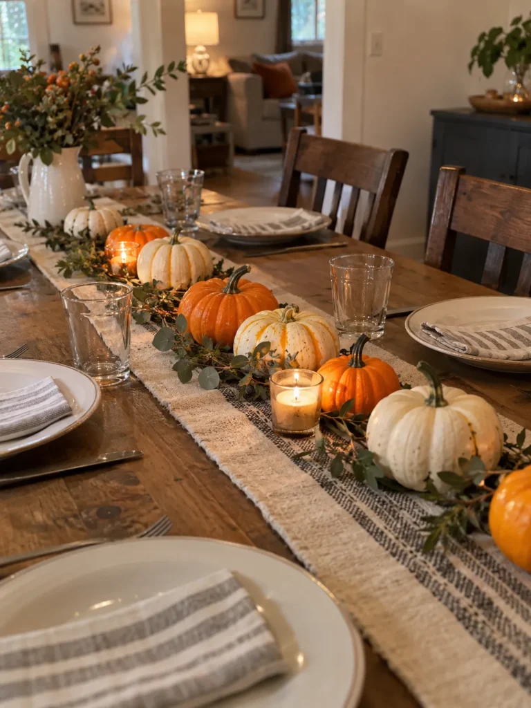 2. Mini Pumpkin Centerpiece Halloween Table Decor Ideas