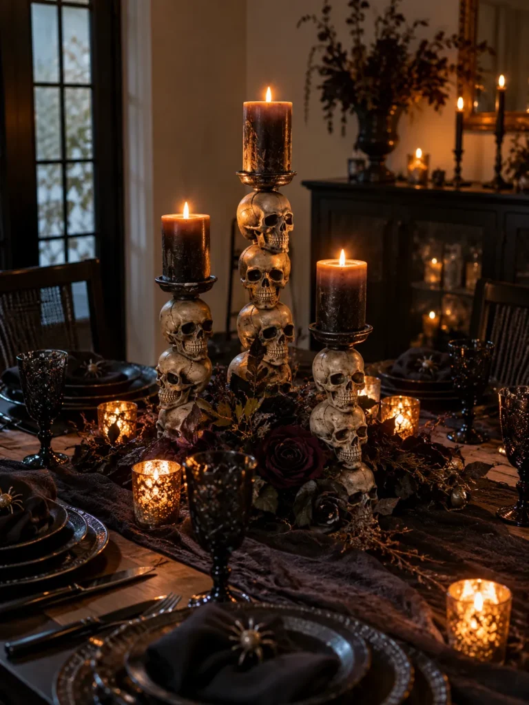 14. Tiered Skull Candle Stand